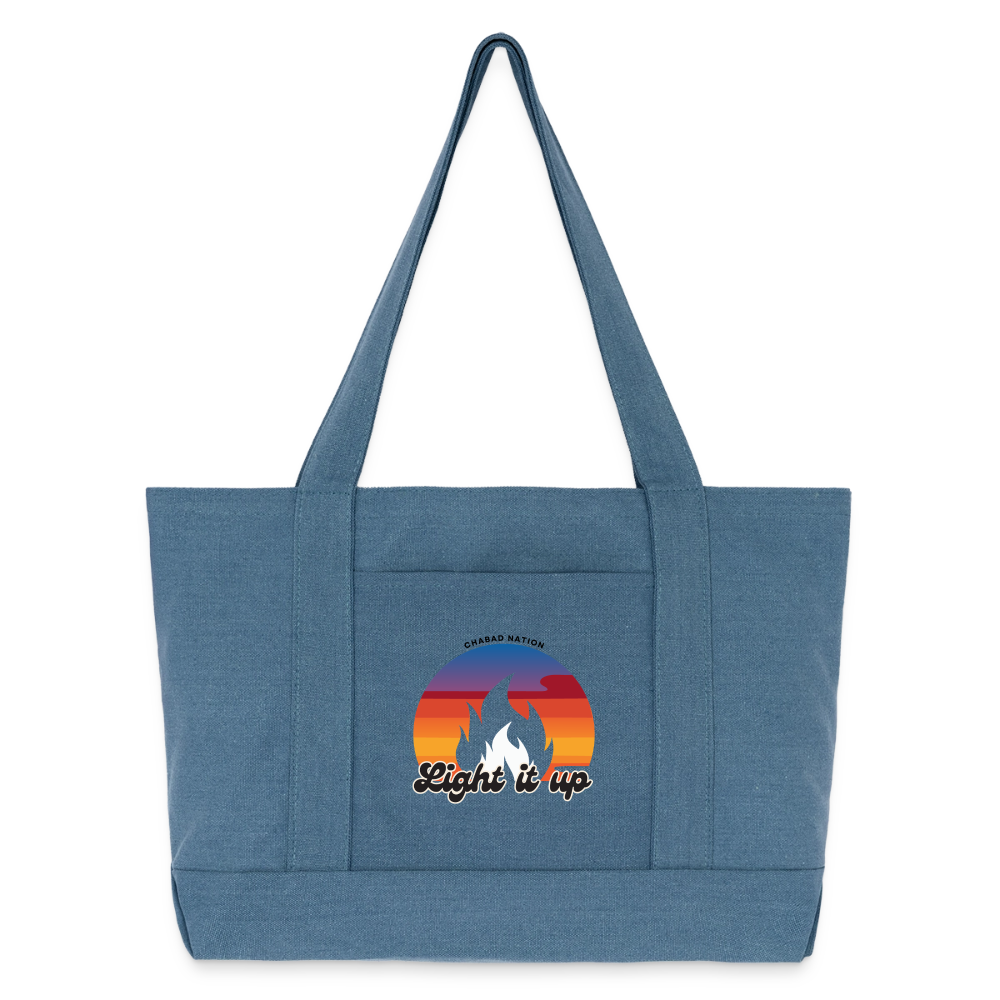 Light It Up Cotton Pigment Dyed Tote Bag - denim