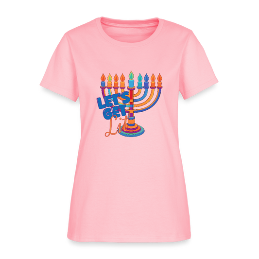 Let's Get Lit Menorah Women's T-Shirt - pink