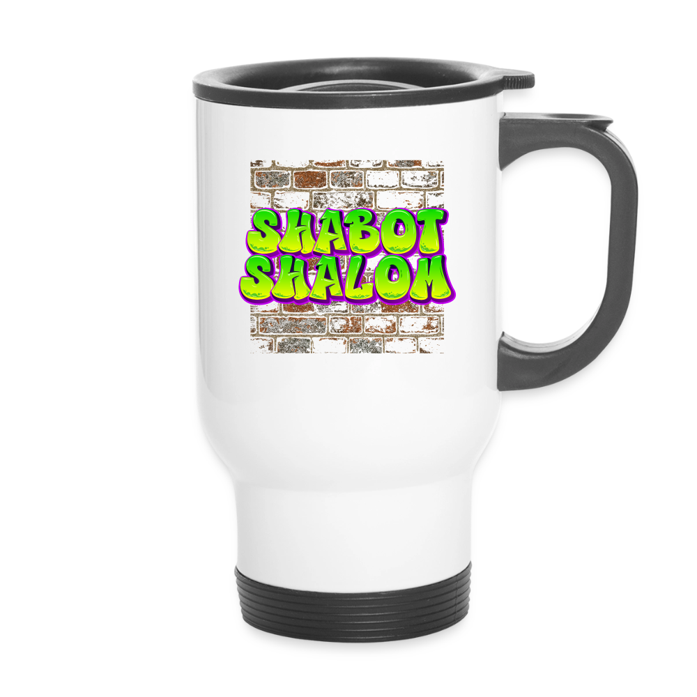 Shabot Shalom Brick 770 Graffiti Travel Mug - white
