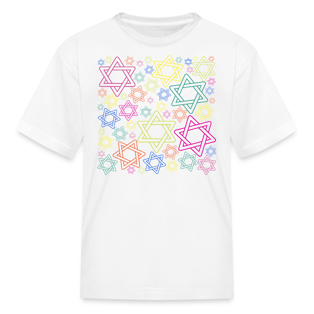 Neon Star of David Festival Kids' T-Shirt - white