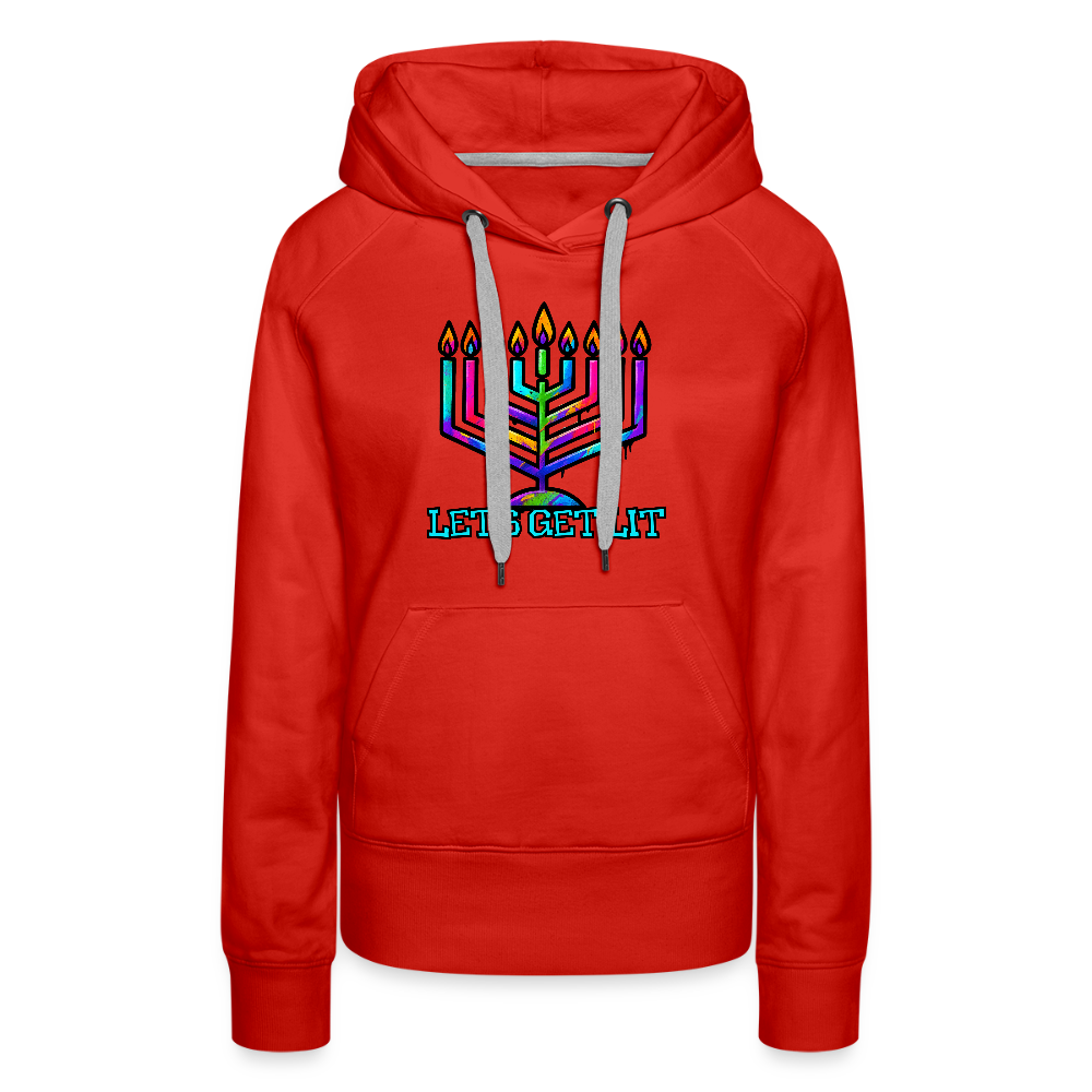 Let’s Get Lit Chabad Menorah Women’s Premium Hoodie - red