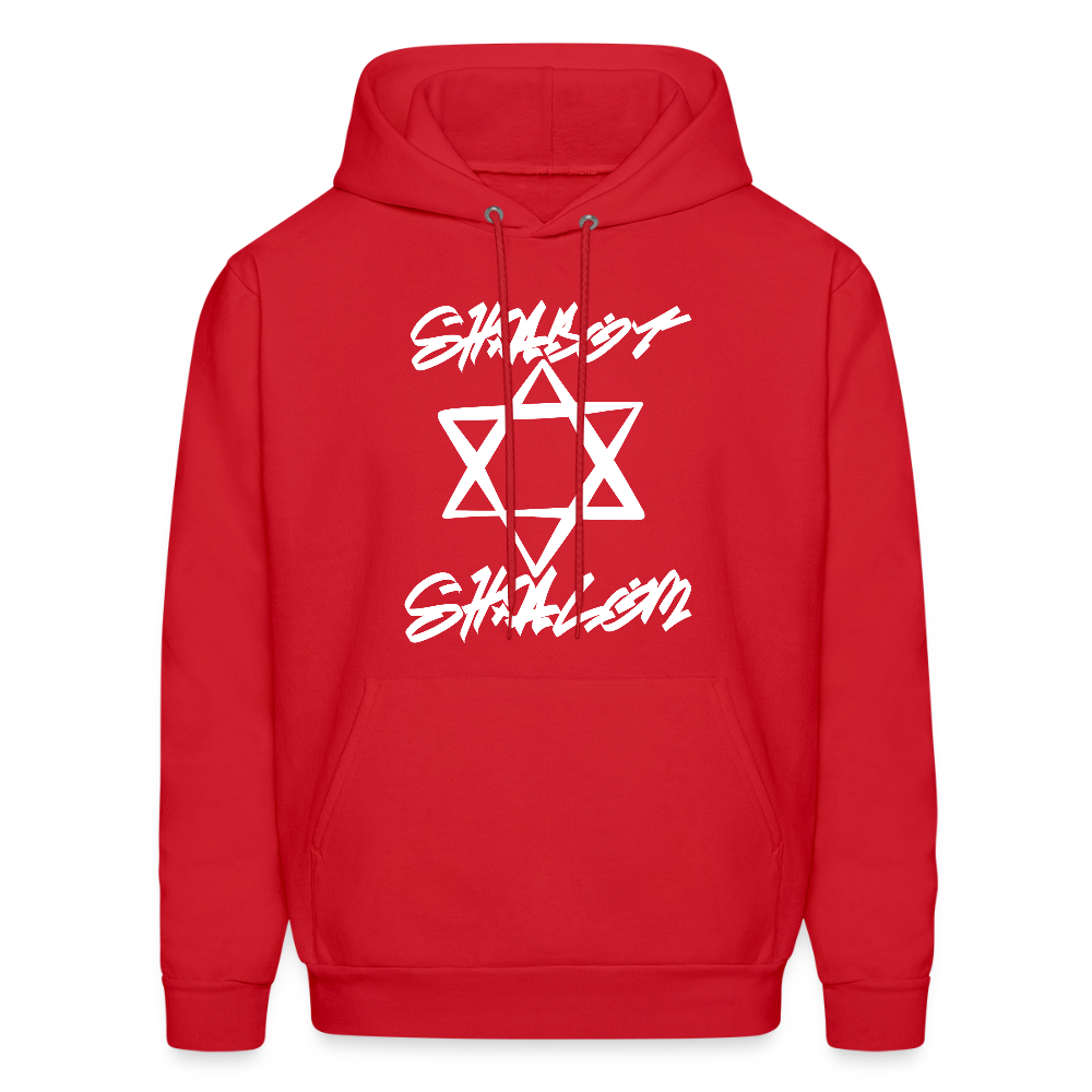 Shabbat Shalom Graffiti Light Star Men's Hoodie - red
