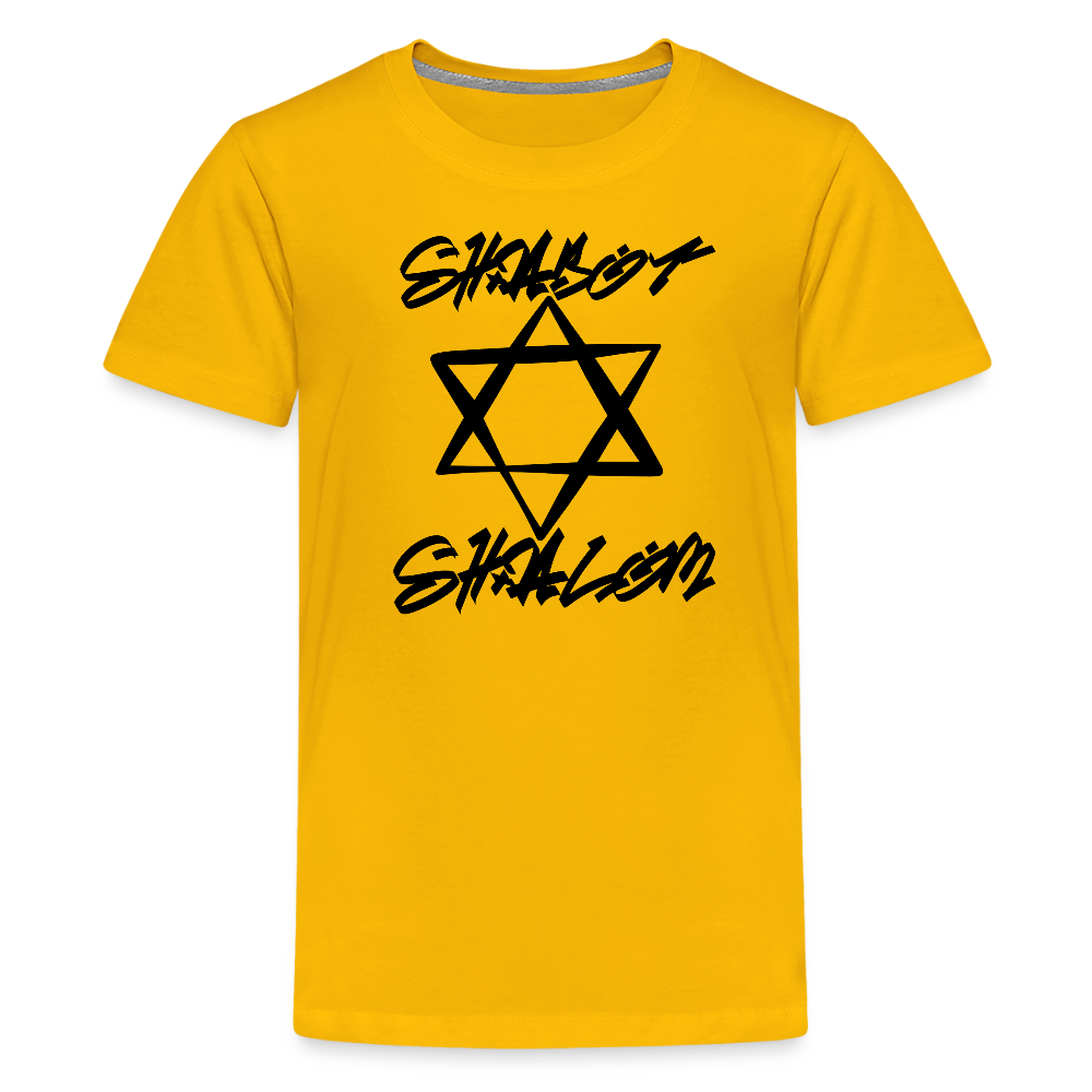 Shabbat Shalom Graffiti Star Kids' Premium T-Shirt - sun yellow