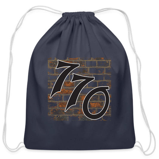 770 Brick Wall Cotton Drawstring Bag - navy