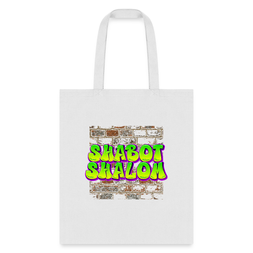 Shabot Shalom Brick 770 Graffiti Tote Bag - white