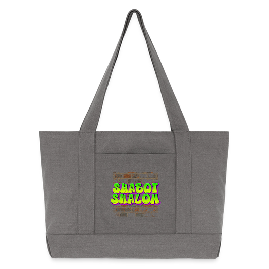 Shabot Shalom Brick 770 Graffiti Cotton Pigment Dyed Tote Bag - charcoal grey