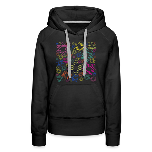 Neon Star of David Festival Women’s Premium Hoodie - black