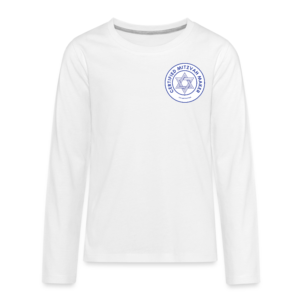 Certified Mitzvah Maker Badge Kids' Premium Long Sleeve T-Shirt - white