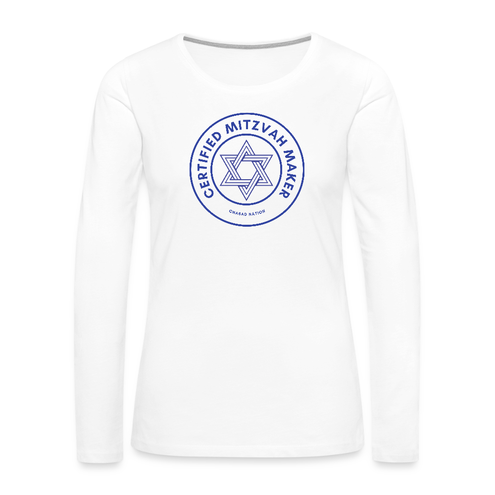 Certified Mitzvah Maker Women's Premium Long Sleeve T-Shirt - white