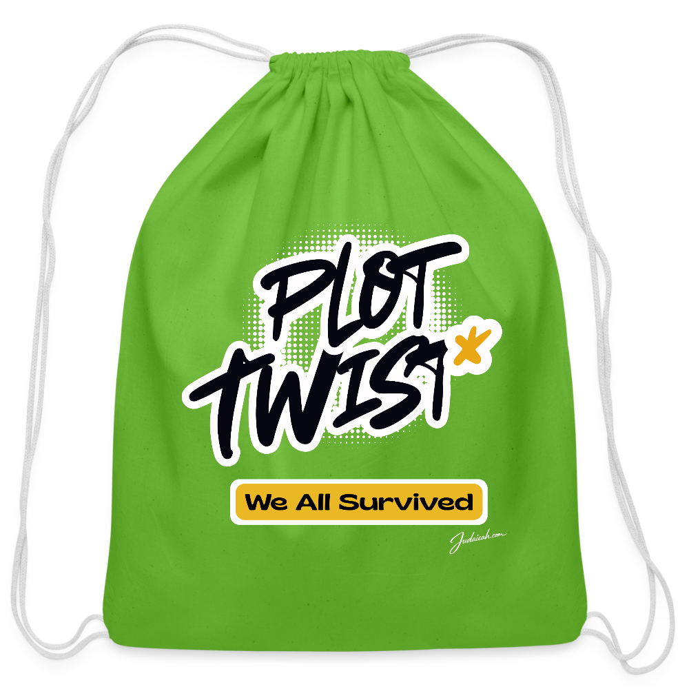 Plot Twist Cotton Drawstring Bag - clover