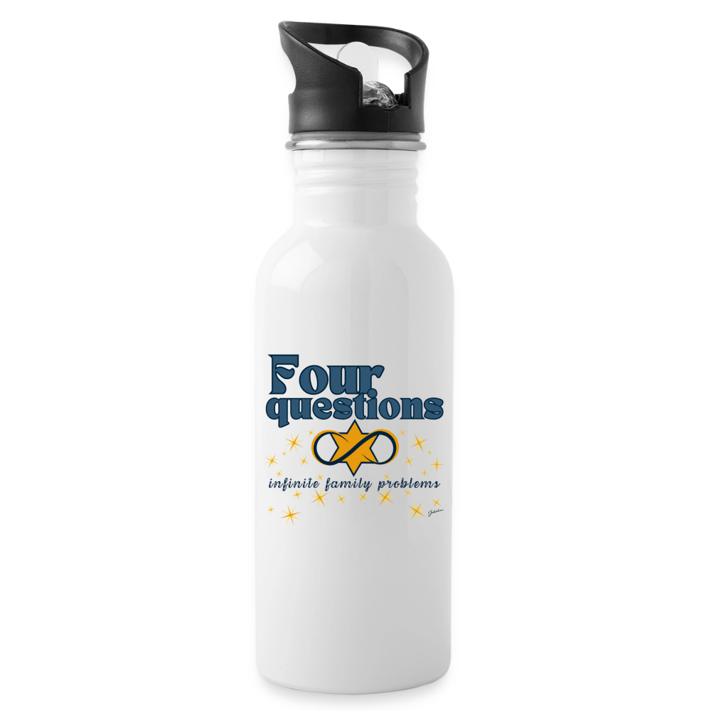 Four Questions Water Bottle - white
