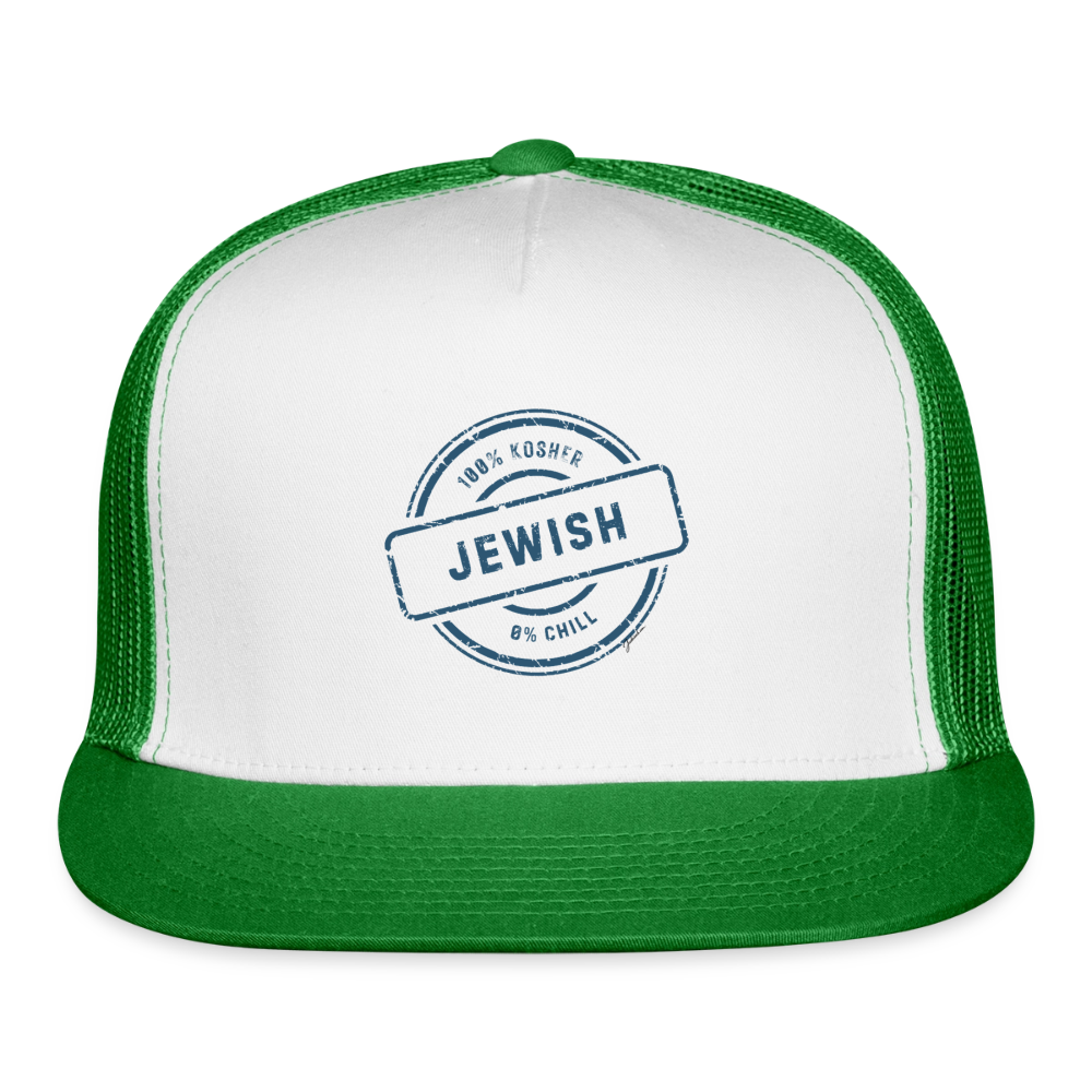 100% Jewish Trucker Hat - white/kelly green