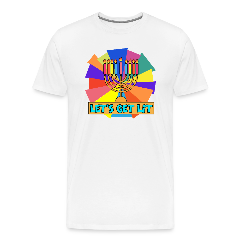 Glow & Get Lit Chanukah Menorah Men's Premium T-Shirt - white