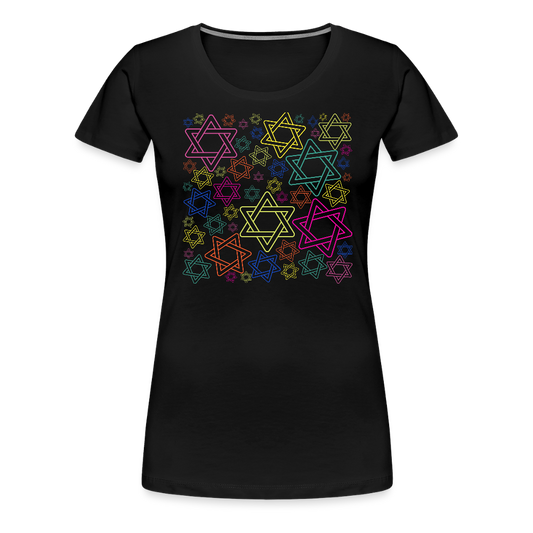 Neon Star of David Festival Women’s Premium T-Shirt - black