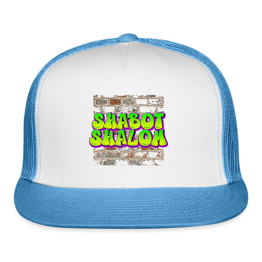 Shabot Shalom Brick 770 Graffiti Trucker Hat - white/blue