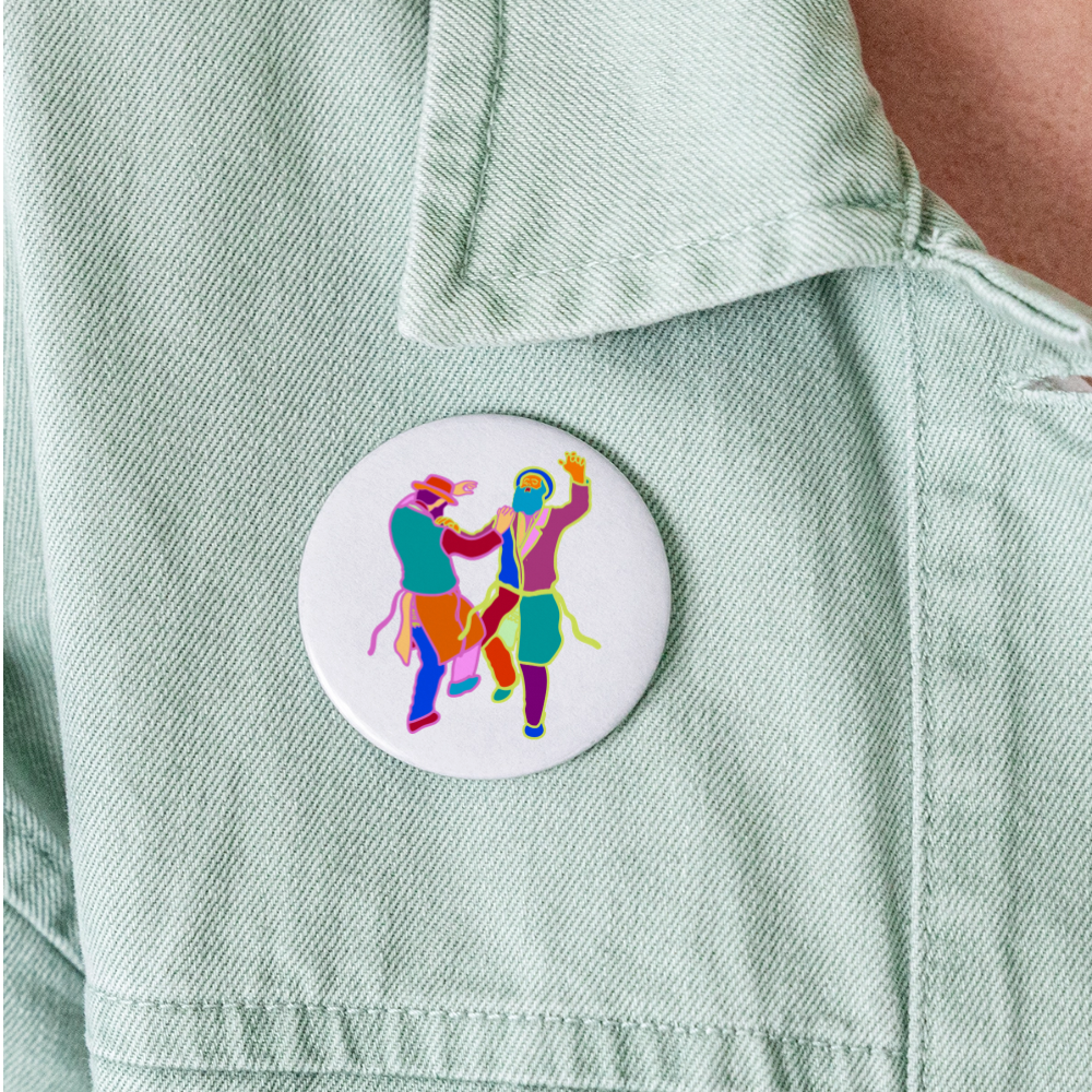 Colorful Dancing Rabbis Buttons large 2.2'' (5-pack) - white