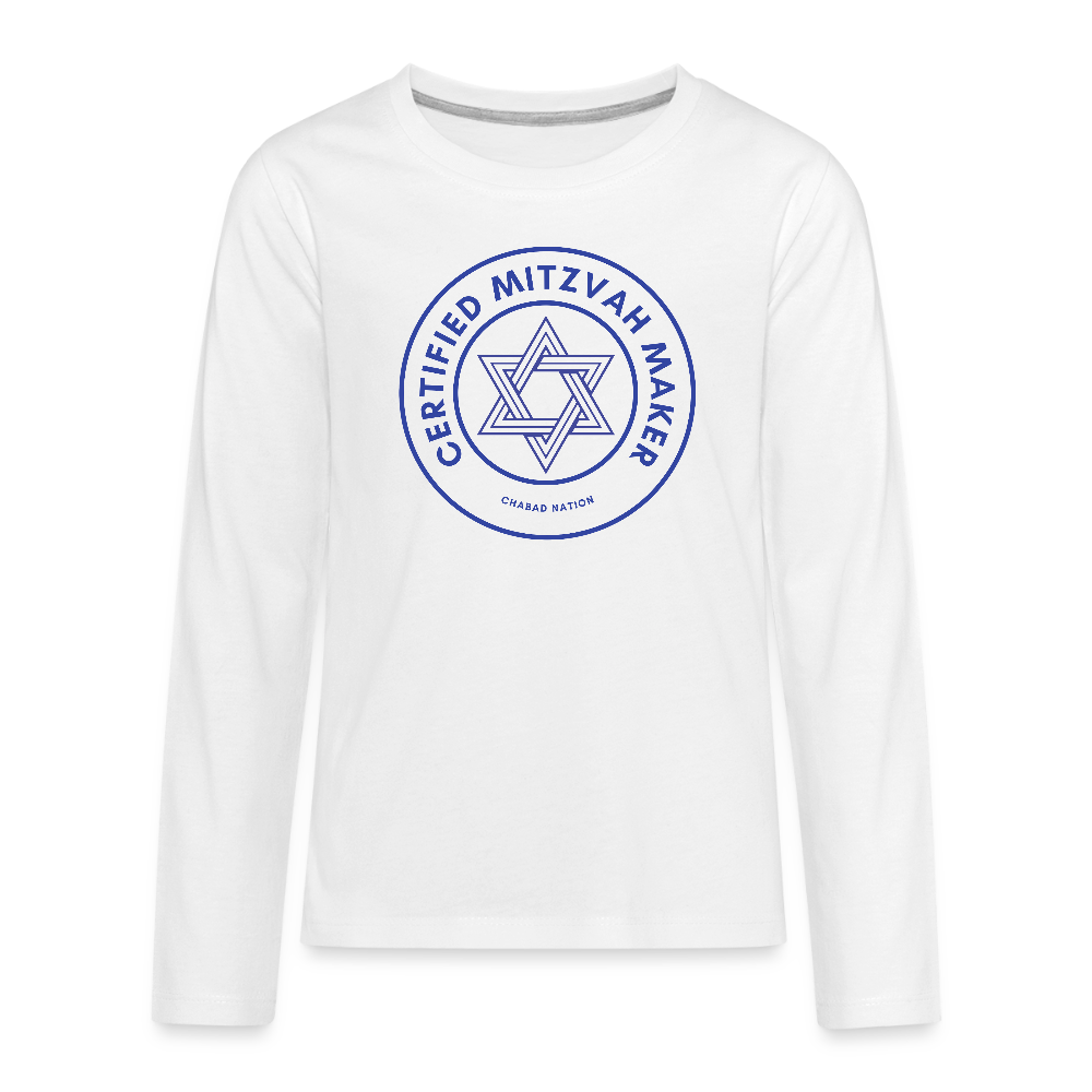 Certified Mitzvah Maker Kids' Premium Long Sleeve T-Shirt - white