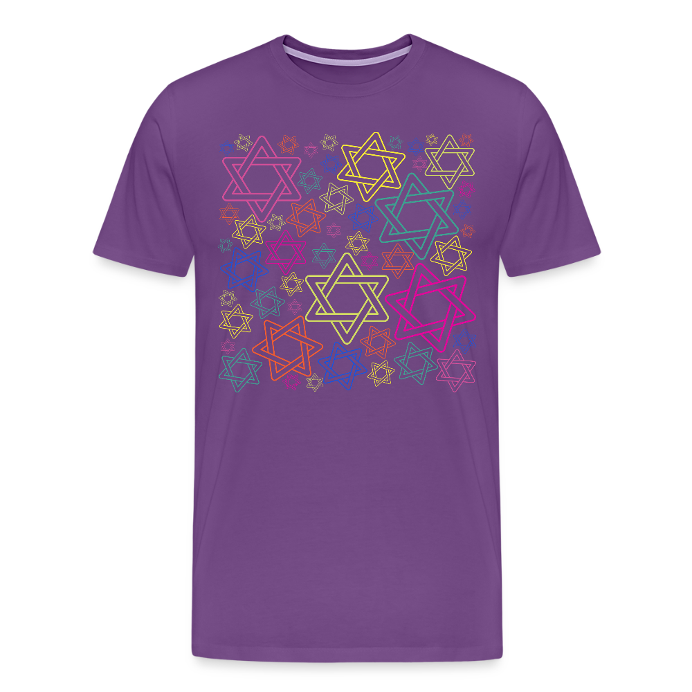 Neon Star of David Festival Men's Premium T-Shirt - purple