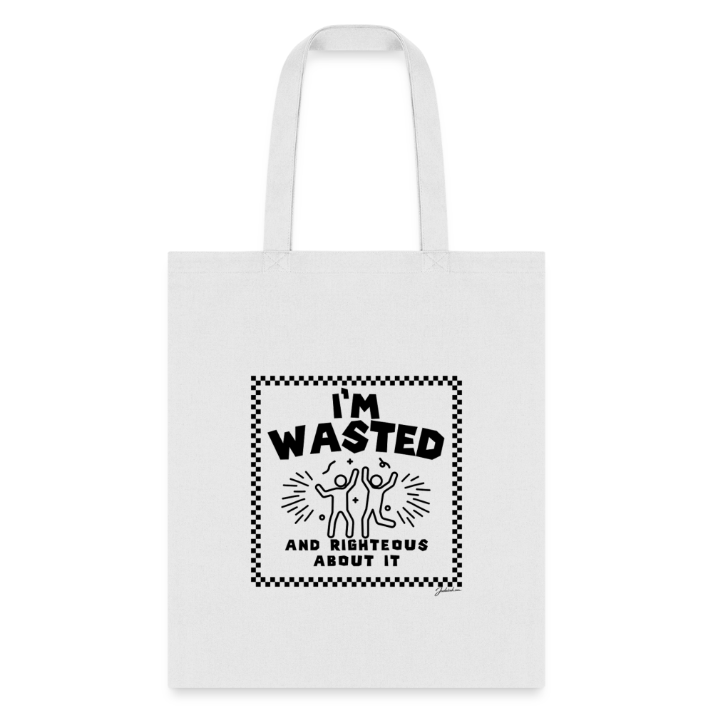 Wasted & Righteous Tote Bag - white