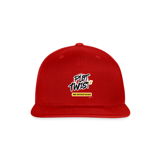 Plot Twist Snapback Baseball Cap - red
