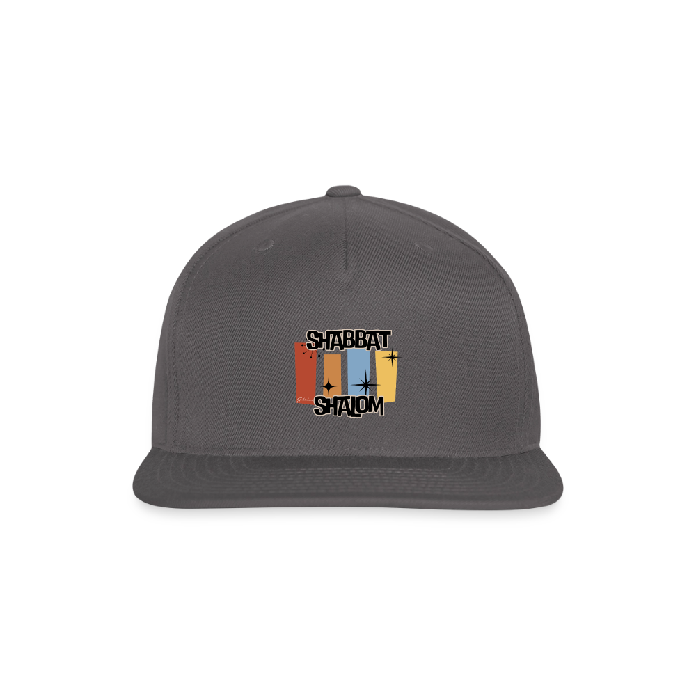 Retro Shabbat Snapback Baseball Cap - dark grey