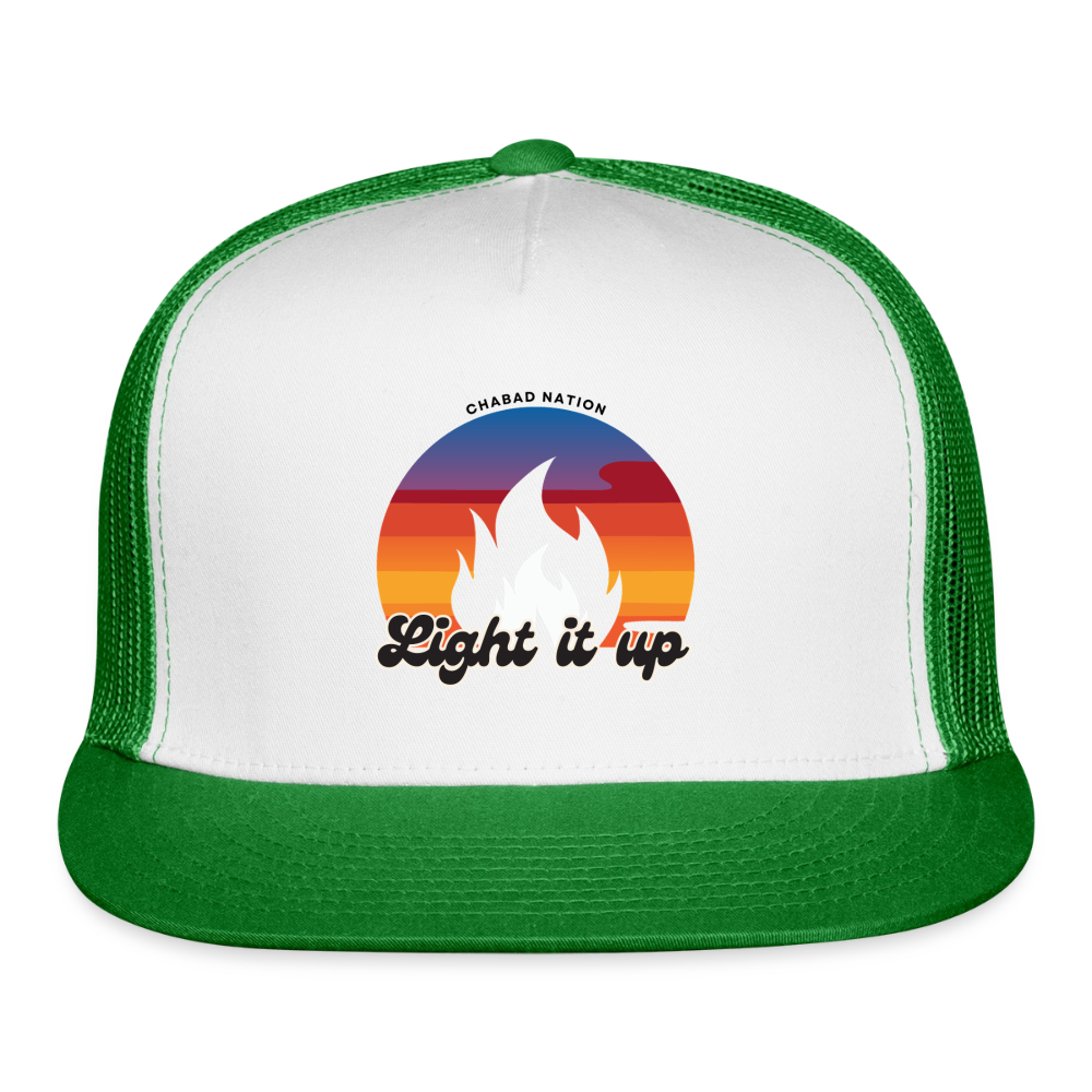Light It Up Trucker Hat - white/kelly green