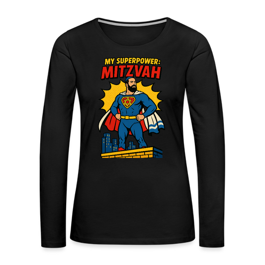 My Superpower: Mitzvah Women's Premium Long Sleeve T-Shirt - black