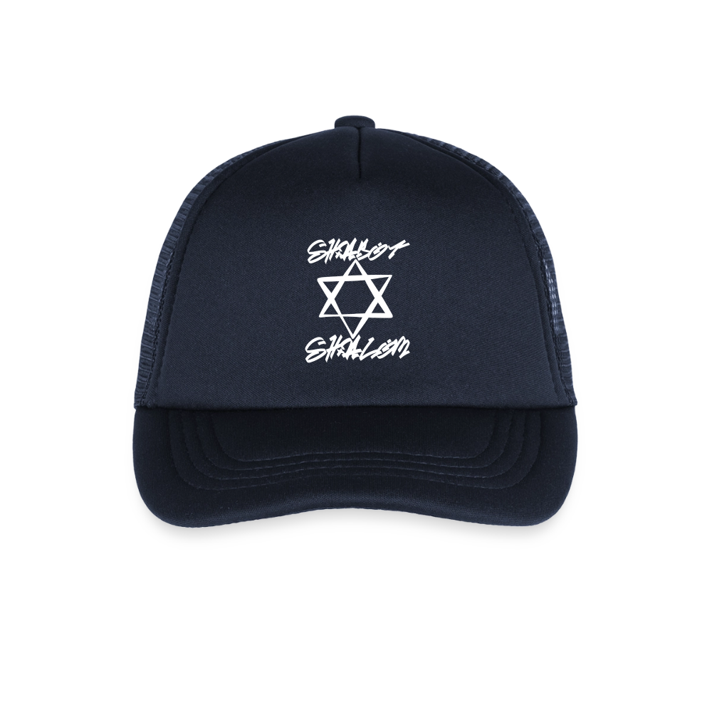 Shabbat Shalom Graffiti Light Star Kid's Trucker Cap - navy