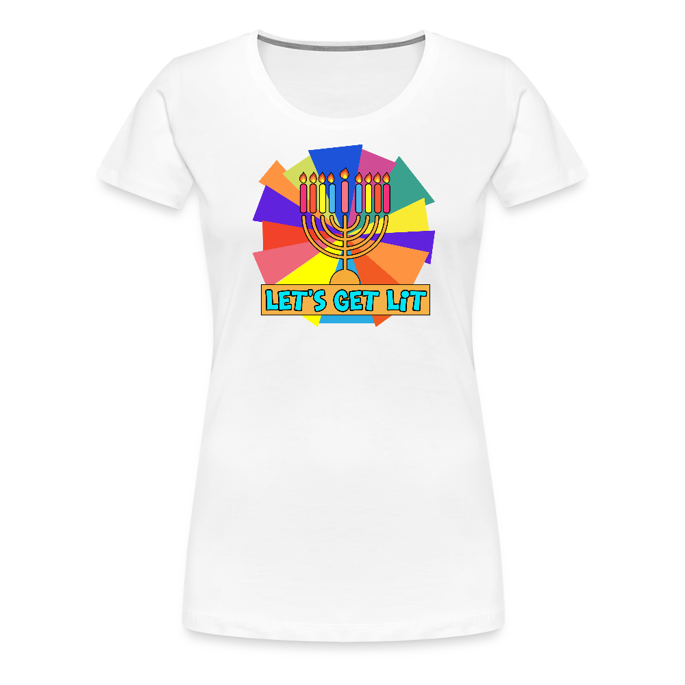 Glow & Get Lit Chanukah Menorah Women’s Premium T-Shirt - white