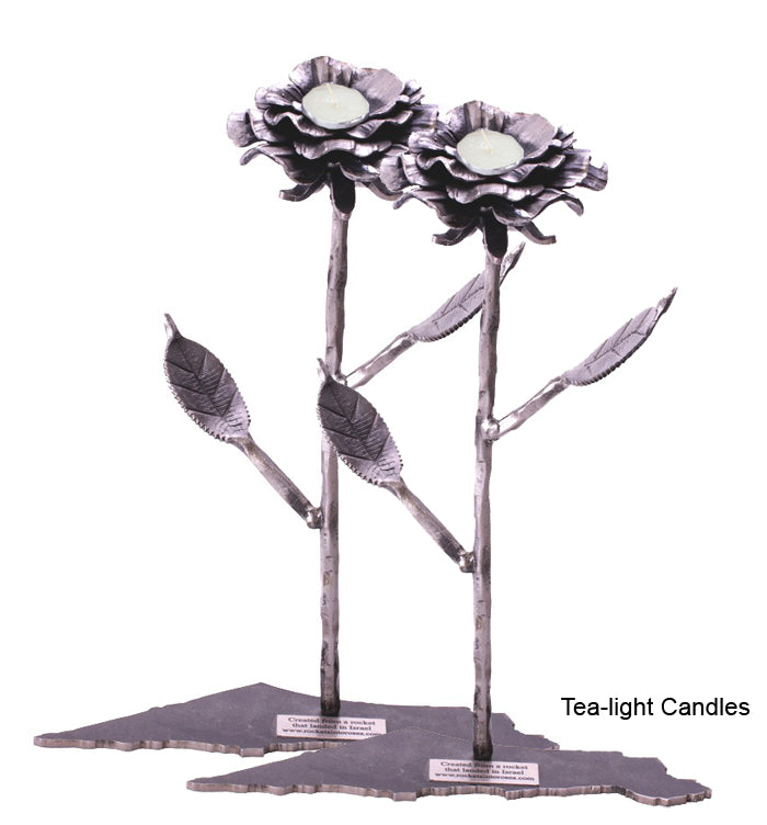 Fine Petal Rose Candlesticks made from Rockets by Yaron Bob