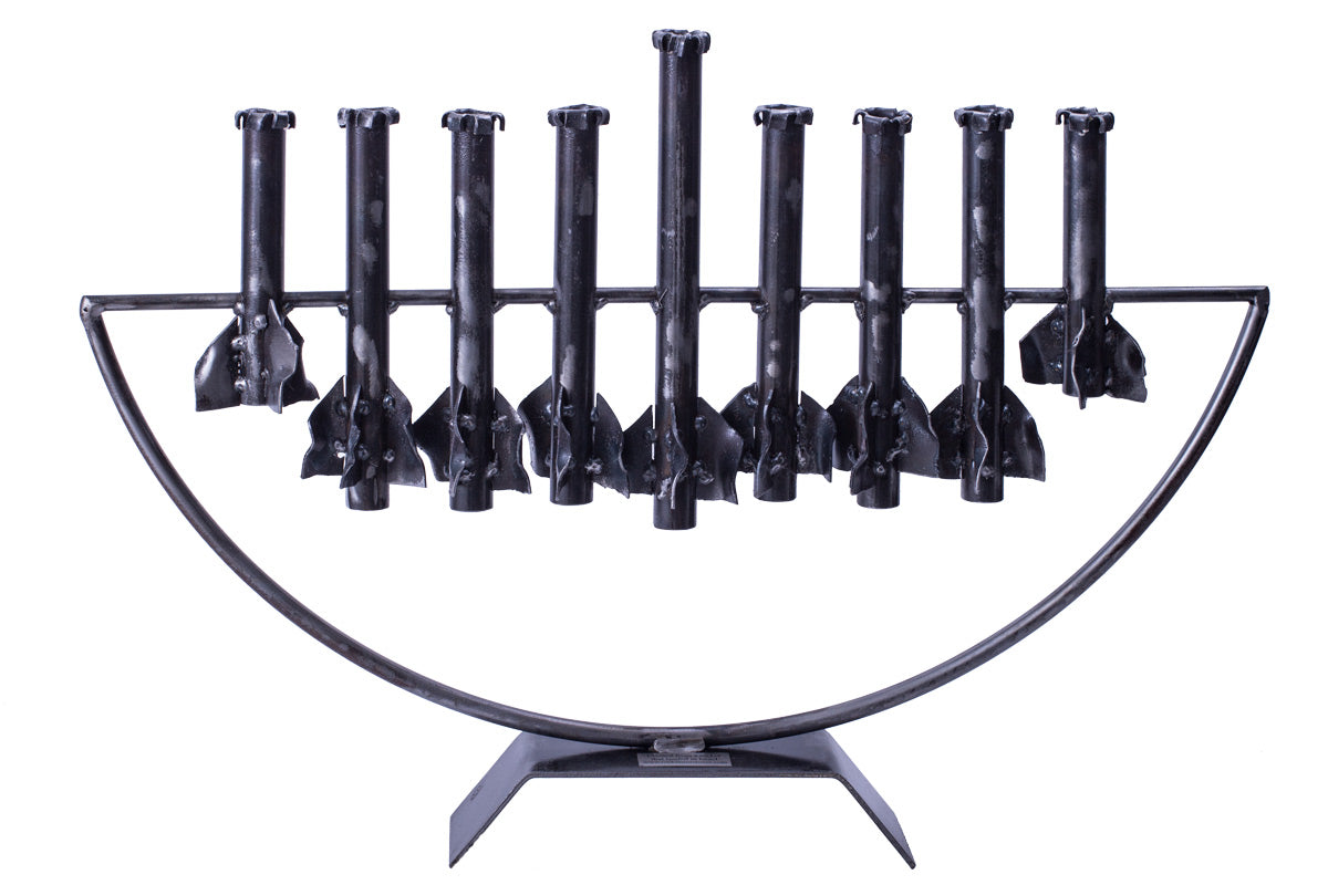 Nine Rocket Menorah made from Rockets by Yaron Bob