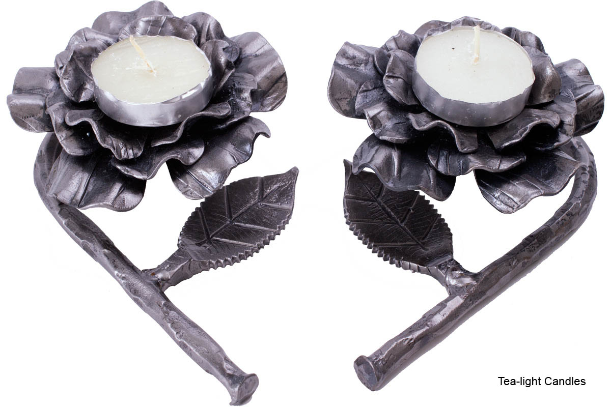 Heart Rose Candlesticks made from Rockets by Yaron Bob - Tea-light Candles