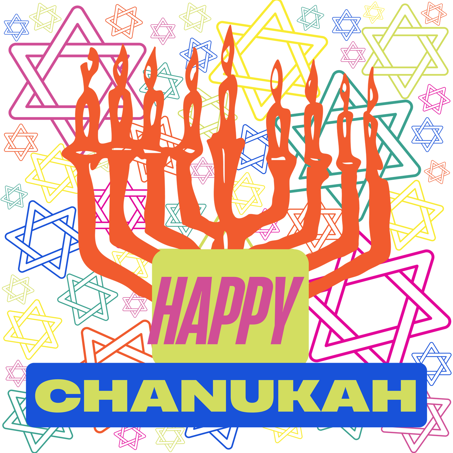 Happy Chanukah Chabad Menorah Neon