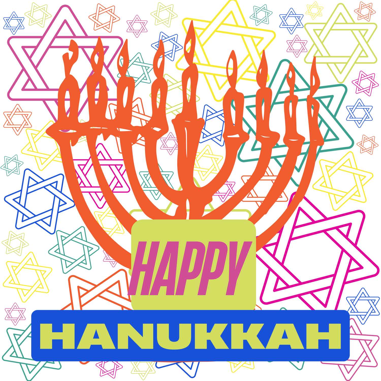 Happy Hanukkah Menorah Neon