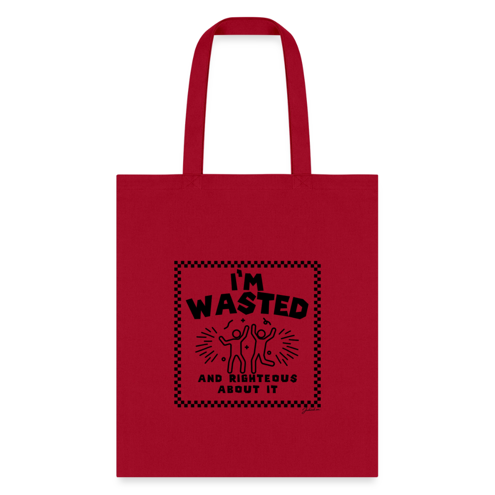 Wasted & Righteous Tote Bag - red