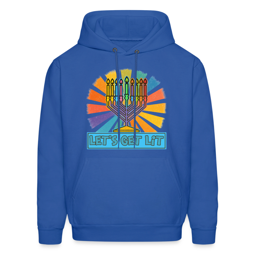 Radiant Retro “Let’s Get Lit” Menorah Men's Hoodie - royal blue