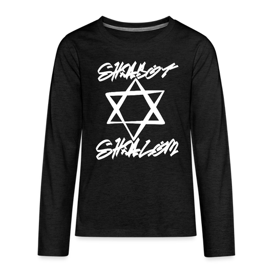 Shabbat Shalom Graffiti Light Star Kids' Premium Long Sleeve T-Shirt - charcoal grey