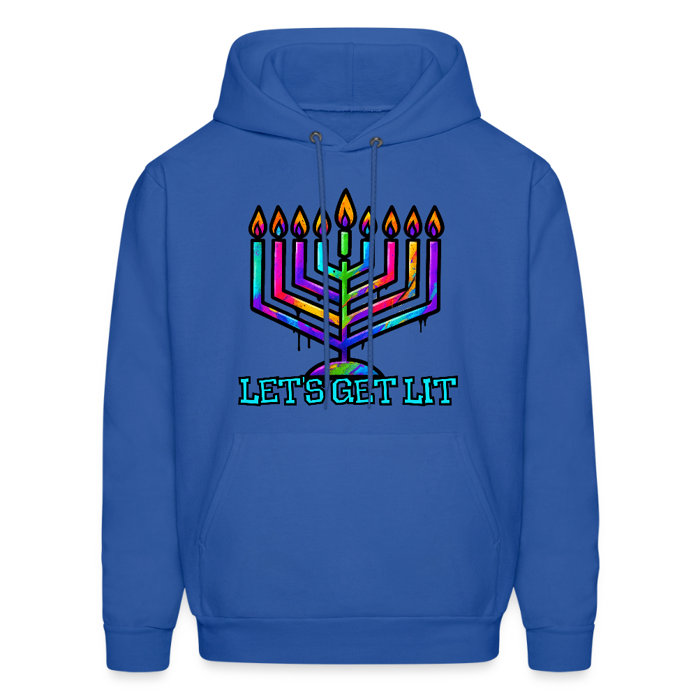 Let’s Get Lit Chabad Menorah Men's Hoodie - royal blue