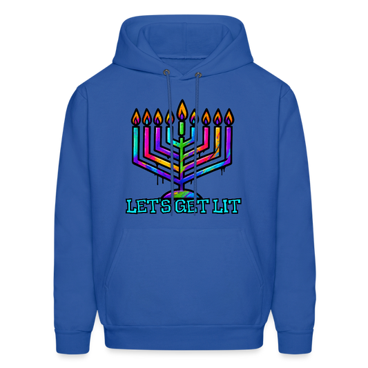 Let’s Get Lit Chabad Menorah Men's Hoodie - royal blue