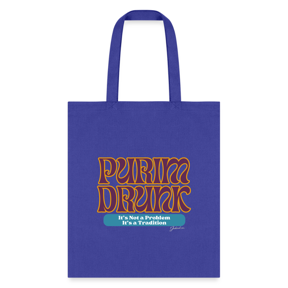 Purim Drunk Tote Bag - royal blue