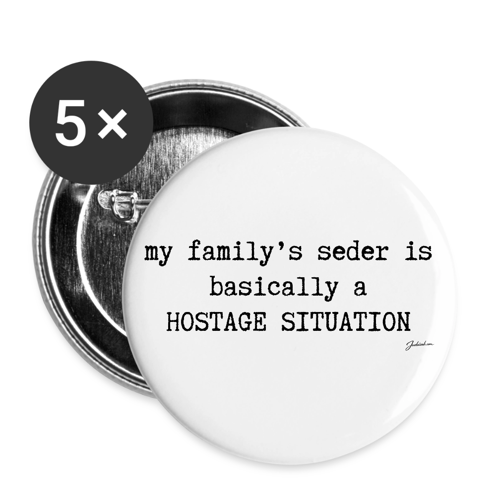 Seder Hostage Buttons large 2.2'' (5-pack) - white