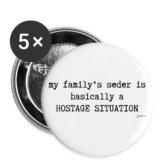 Seder Hostage Buttons large 2.2'' (5-pack) - white