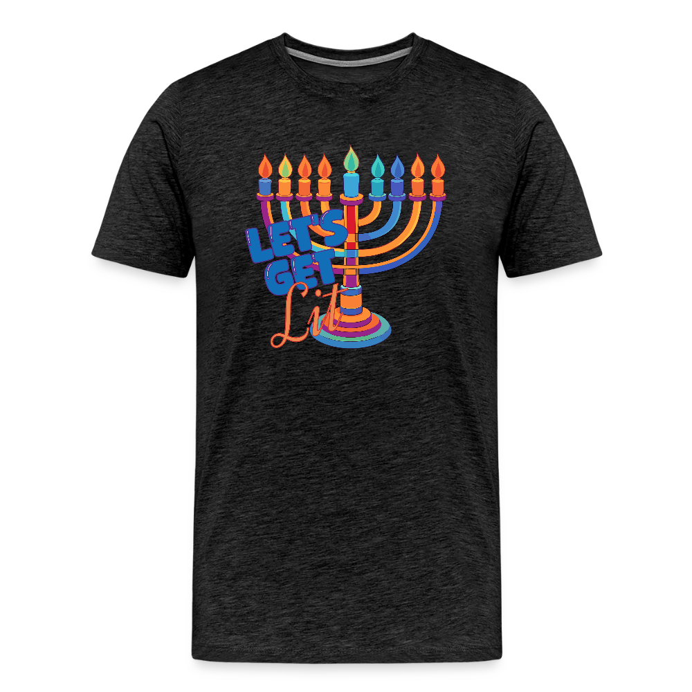 Let's Get Lit Menorah Men's Premium T-Shirt - charcoal grey