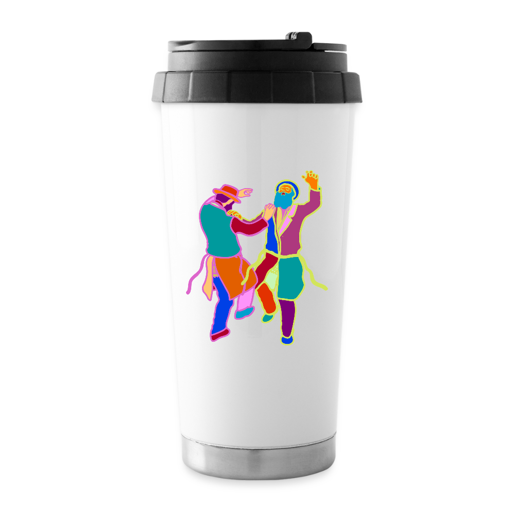 Colorful Dancing Rabbis 16 oz Travel Mug - white