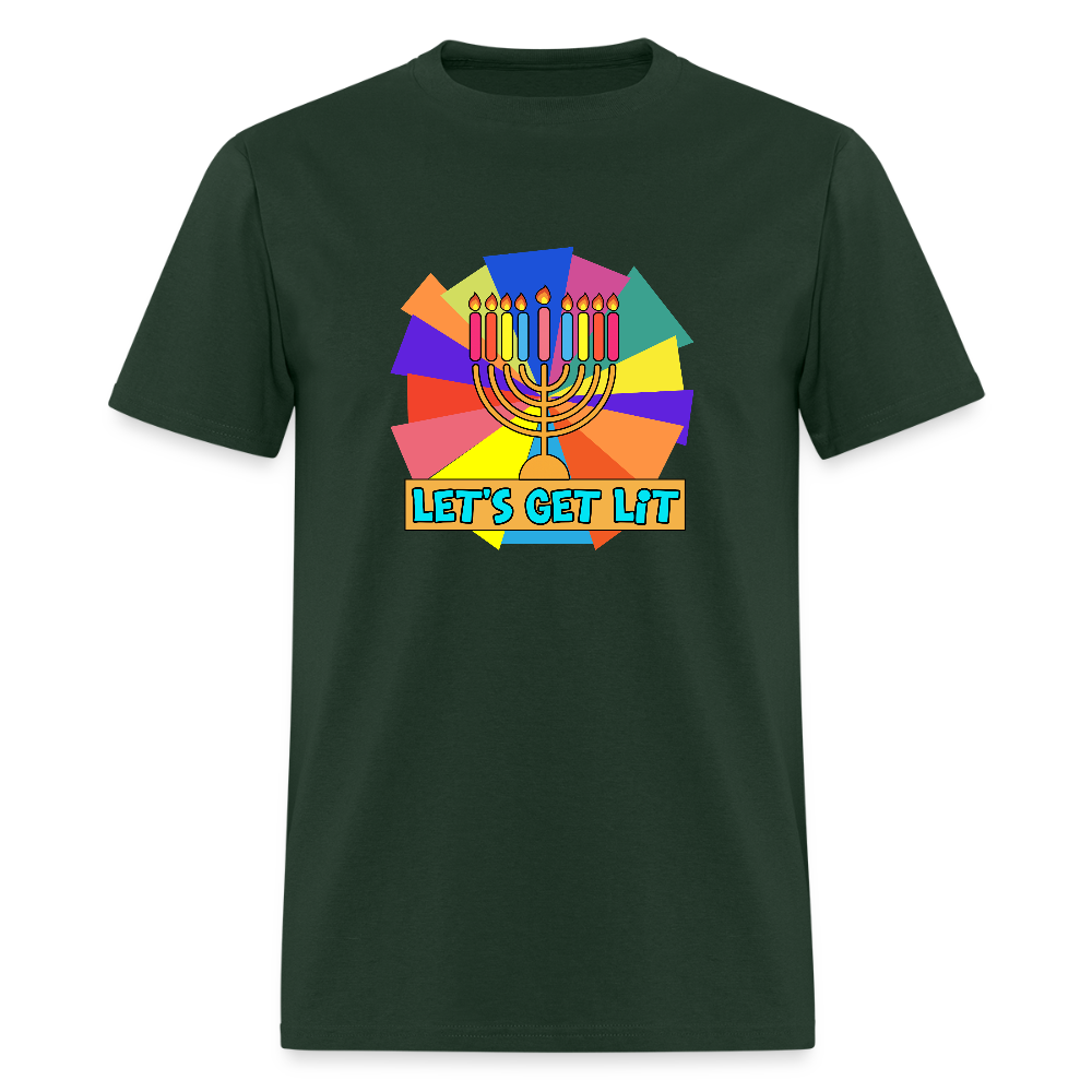 Glow & Get Lit Chanukah Menorah Men's T-Shirt | GILDAN 5000 - forest green