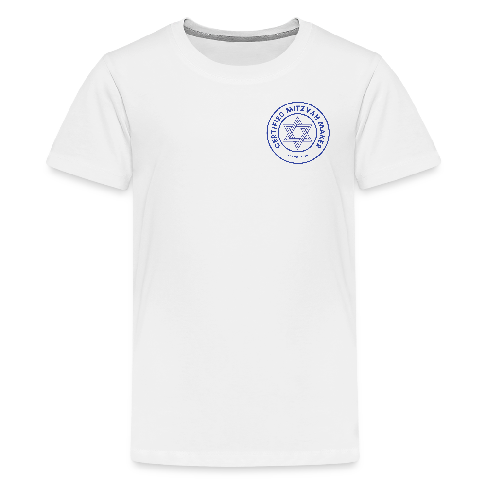 Certified Mitzvah Maker Badge Kids' Premium T-Shirt - white