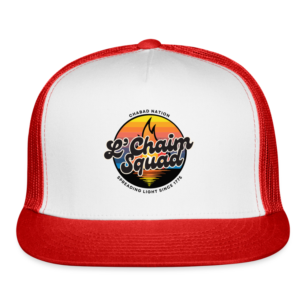 L’Chaim Squad – Spreading Light Trucker Hat - white/red