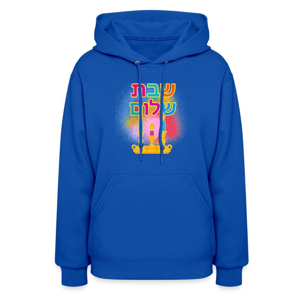 Shabbat Shalom Neon Hebrew Art Women's Hoodie - royal blue