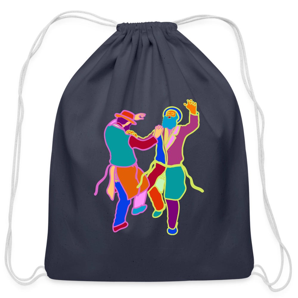 Colorful Dancing Rabbis Cotton Drawstring Bag - navy