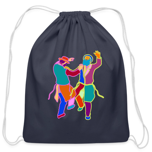 Colorful Dancing Rabbis Cotton Drawstring Bag - navy